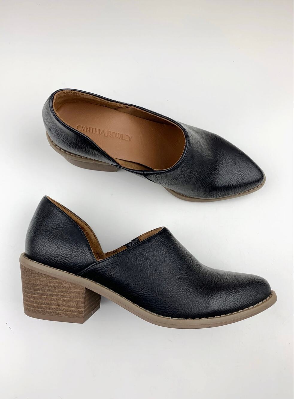 Cynthia Rowley Eddie Booties Black Faux Leather Slip On Shooties Women's 7.5